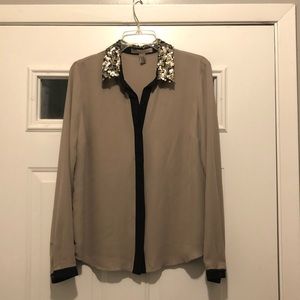 Sequin Collared Blouse